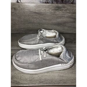 Hey Dude Wendy Rise Sox Stone White Textile Slip On Comfort Shoes Women 8M US/39